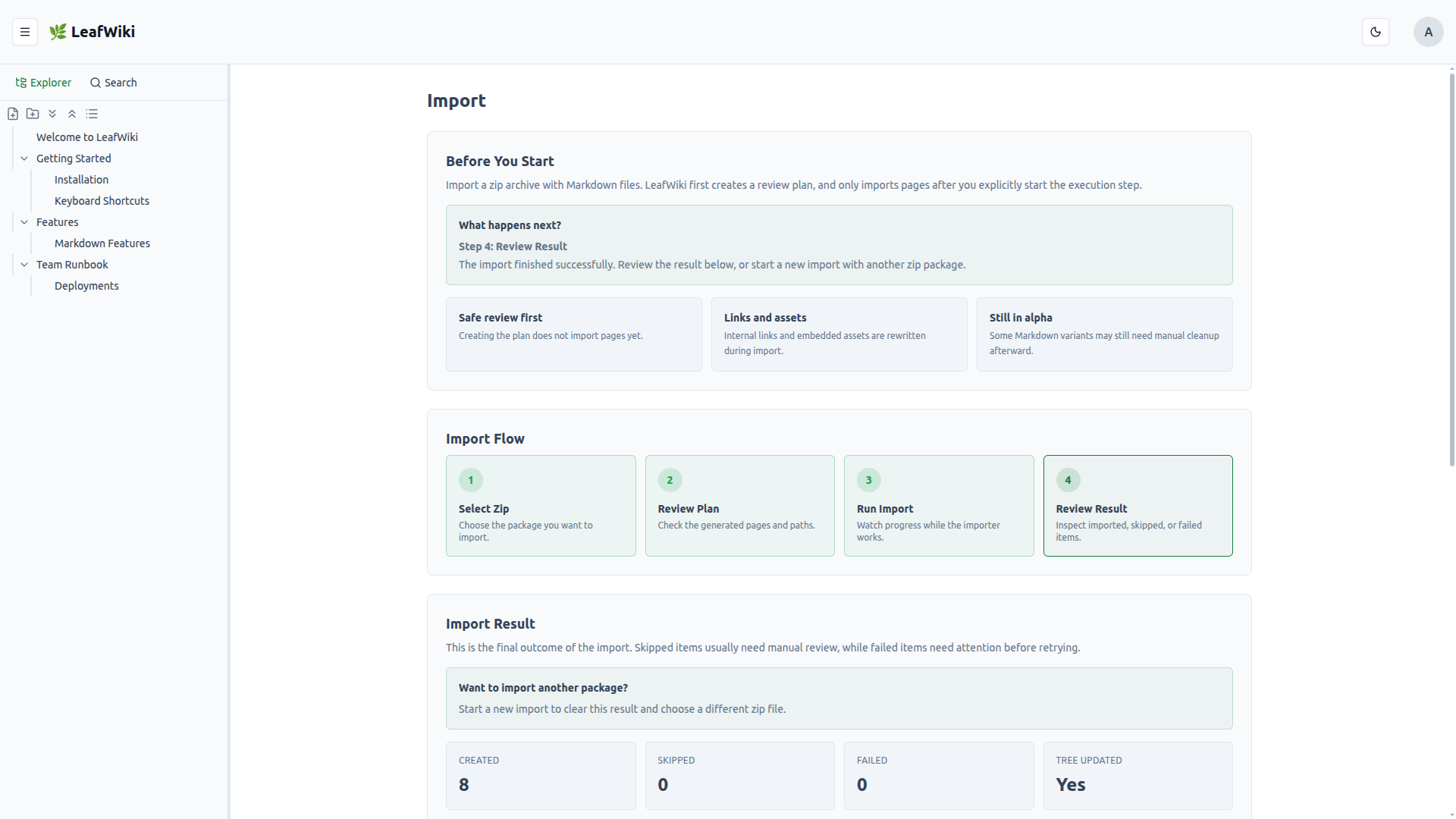 Markdown import